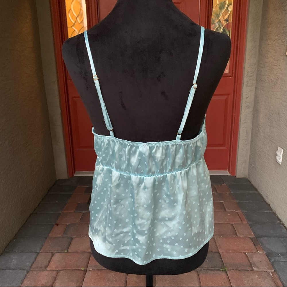 Baby Blue Babydoll Heart Print Satin Camisole Top - Picture 3 of 5